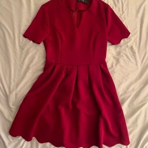 Red Short-Sleeve Mini Dress